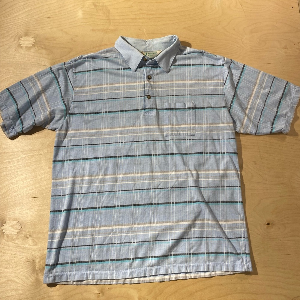 Palmland Club Golf Blue Striped Men's Polo Shirt XXL (NO)